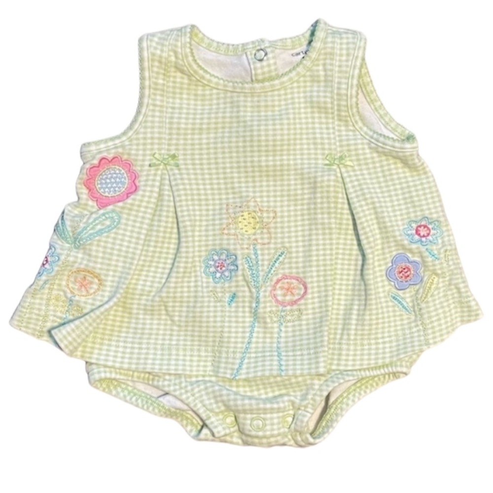 ⭐️4 for $10⭐️ Carter’s Bodysuit Dress.  Green Gingham & Floral.